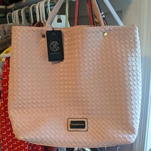 Christian LaCroix nude pink tote bag purse new